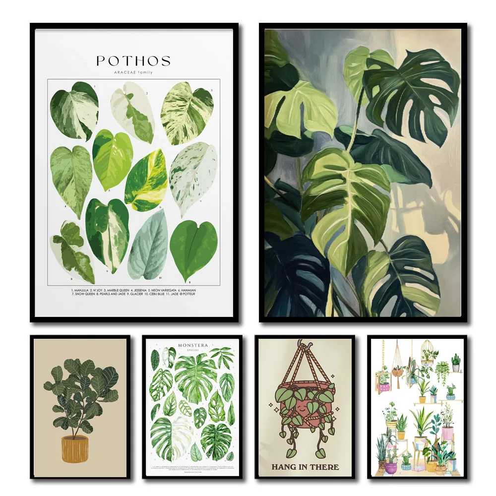 Photography Pose - 1pc Modern Houseplants Leaves Canvas Wall