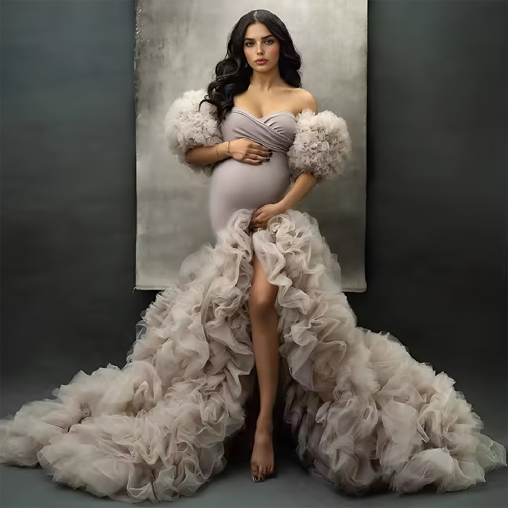 Photography Club - Ruffles Short Sleeve Maternity Photoshoot Dress