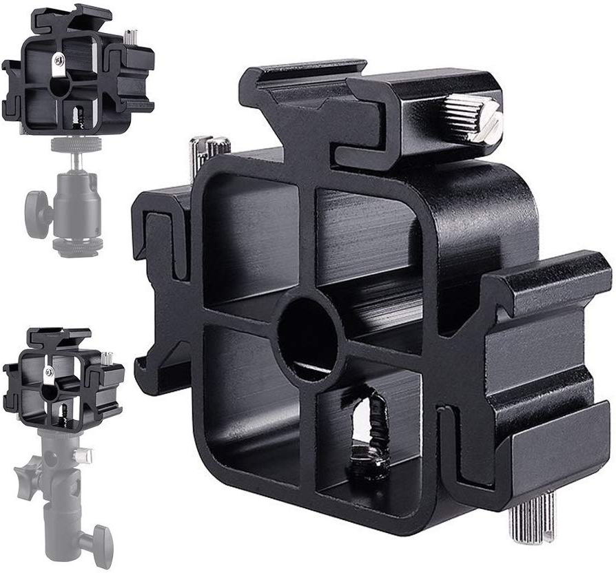 Photography Umbrella - 3 Triple Cold Shoe Mount Flash