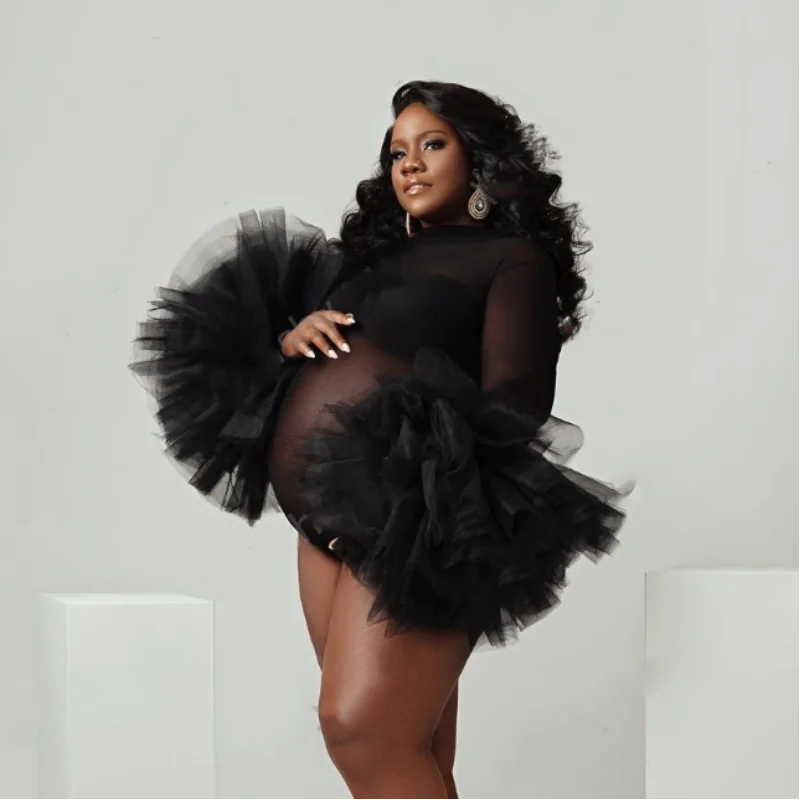 Photography Club - Maternity Photography Props Bodysuit Puffy Ruffled