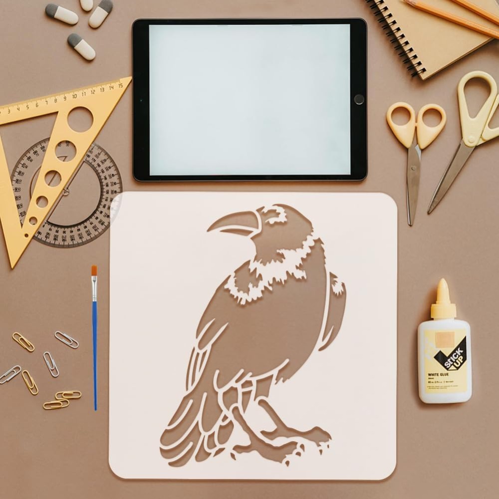 4PCS Flying Crow Stencil for P - Photography Techniques 评论和价格