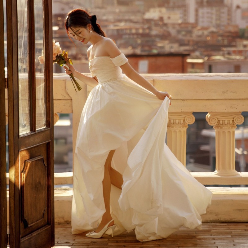 One Shoulder Strapless Simple  - Photography Wedding 评论和价格