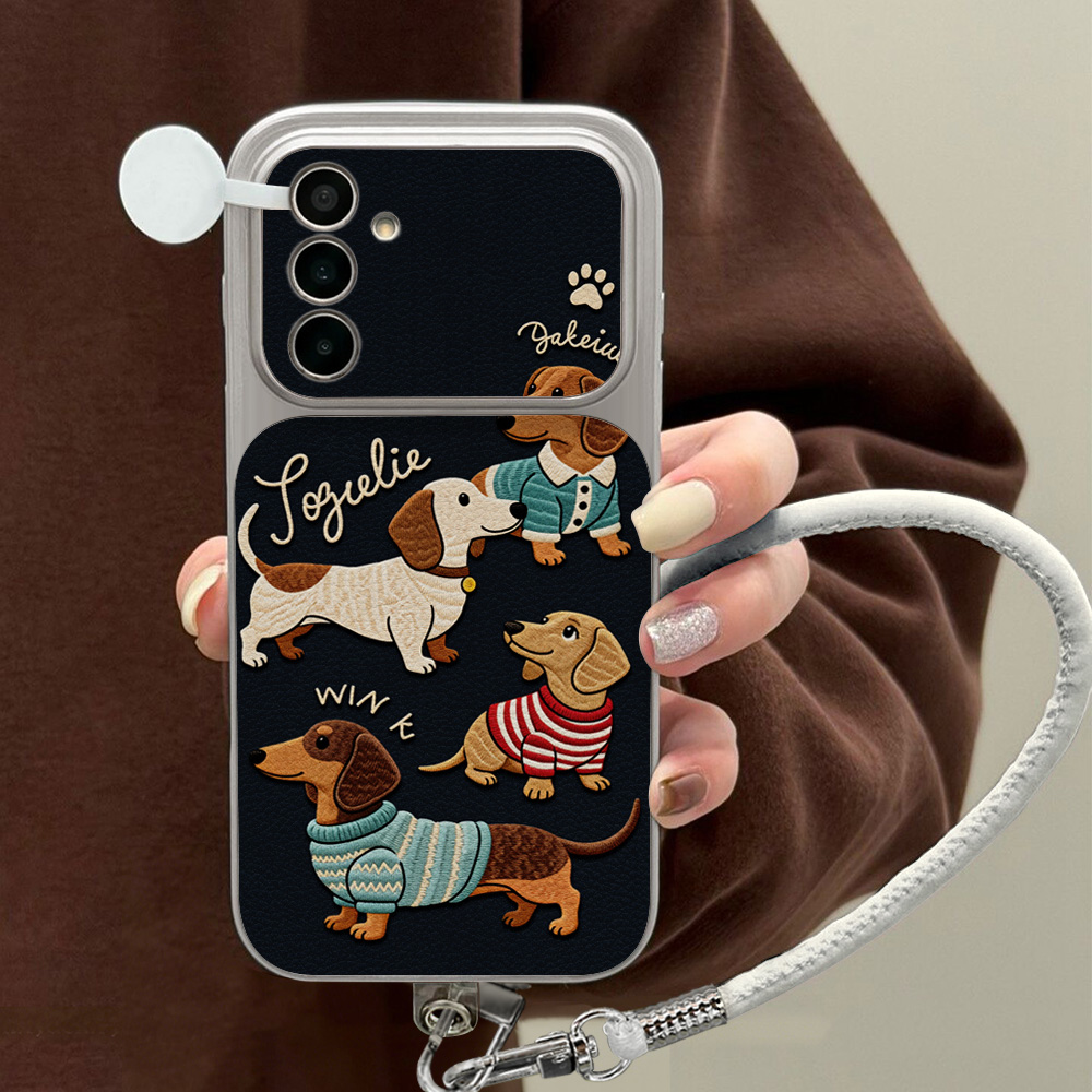 Cartoon Dachshund Phone Case F - Camera Strap Leather 评论和价格