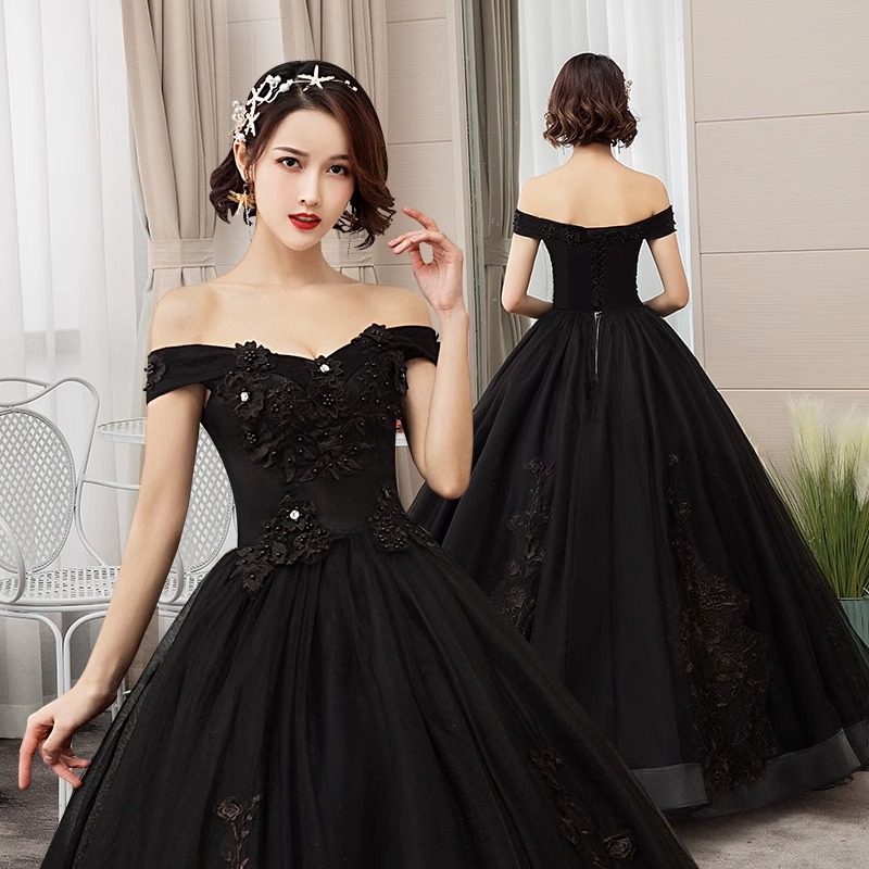 New bridal dress black off-sho - Photography Solo 评论和价格
