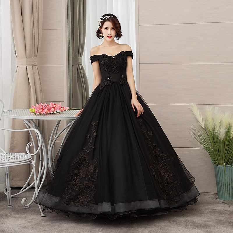New bridal dress black off-sho - Photography Solo 评论和价格