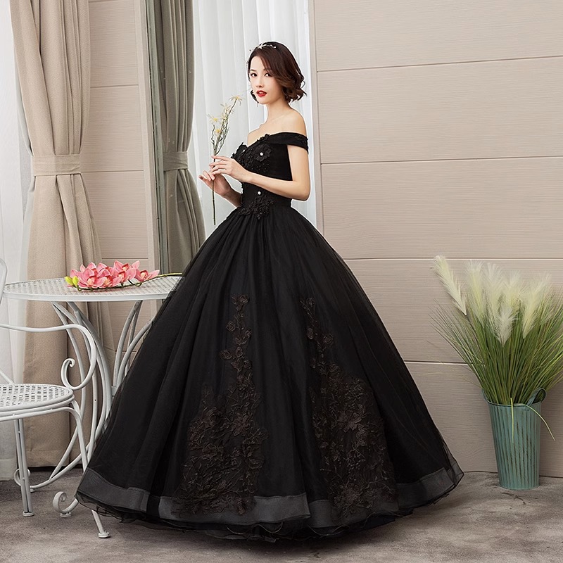 New bridal dress black off-sho - Photography Solo 评论和价格