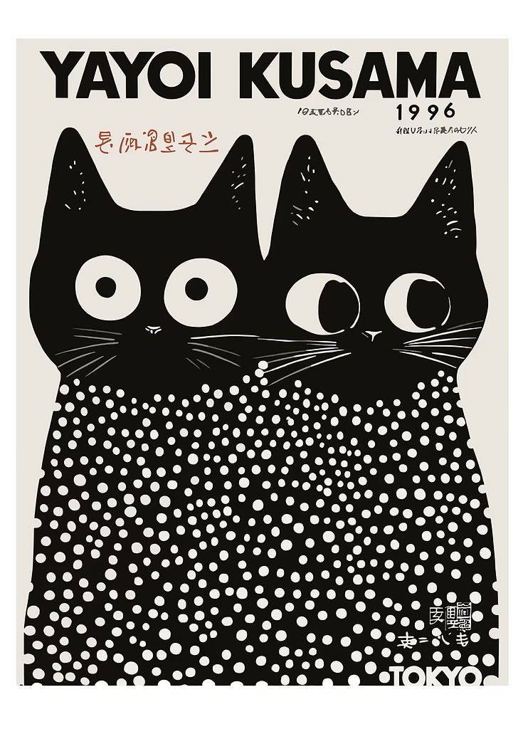 Yayoi Kusama Black Cats Series - Photography Pose 评论和价格
