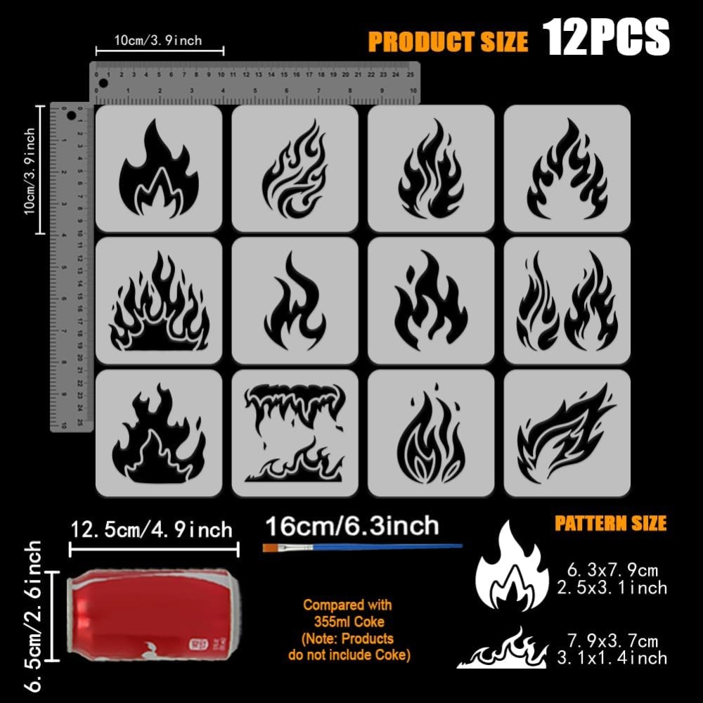 12PCS Flame Painting Stencil w - Photography Techniques 评论和价格