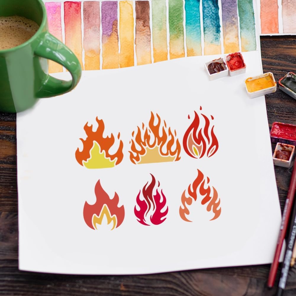 12PCS Flame Painting Stencil w - Photography Techniques 评论和价格