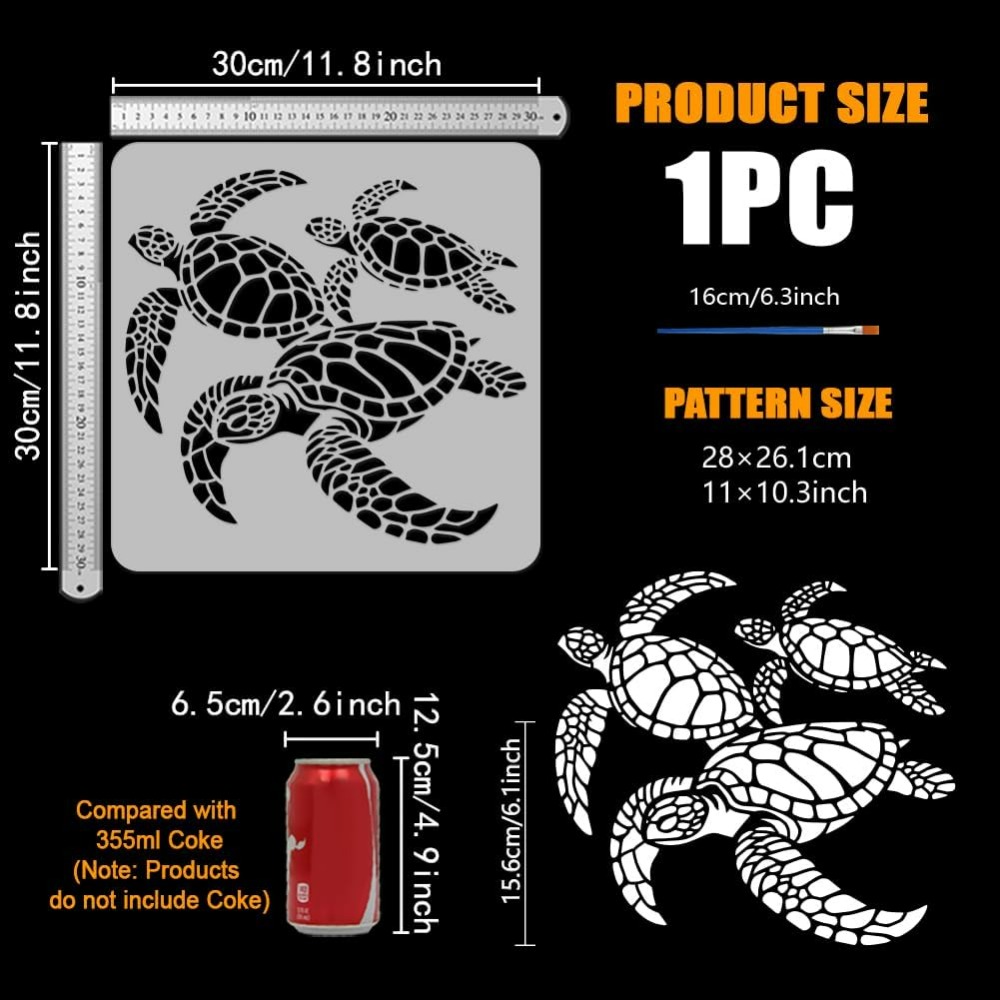 Turtles Stencil for Painting w - Photography Techniques 评论和价格